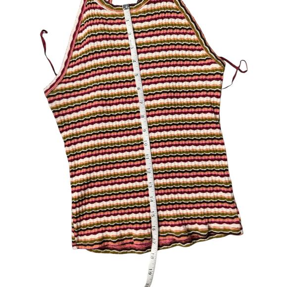 AE American Eagle Women's Striped Ribbed Halter Crop Top Multi Color Size Medium - Picture 12 of 15